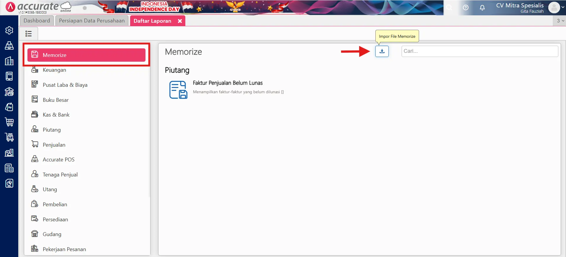 simpan format laporan yang sudah dimodifikasi